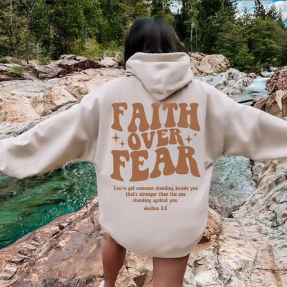 Faith Over Fear Christian Hoodie - Trendy Women's Sweatshirt