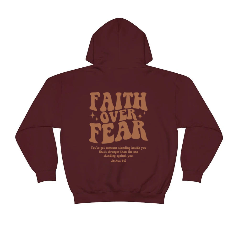 Faith Over Fear Christian Hoodie - Trendy Women's Sweatshirt