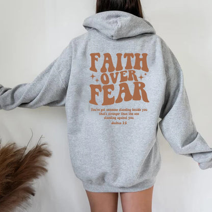 Faith Over Fear Christian Hoodie - Trendy Women's Sweatshirt