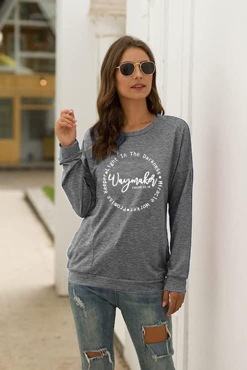 Waymaker Tshirt Women Christian Shirt Long Sleeve Casual