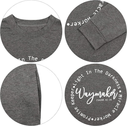 Waymaker Tshirt Women Christian Shirt Long Sleeve Casual