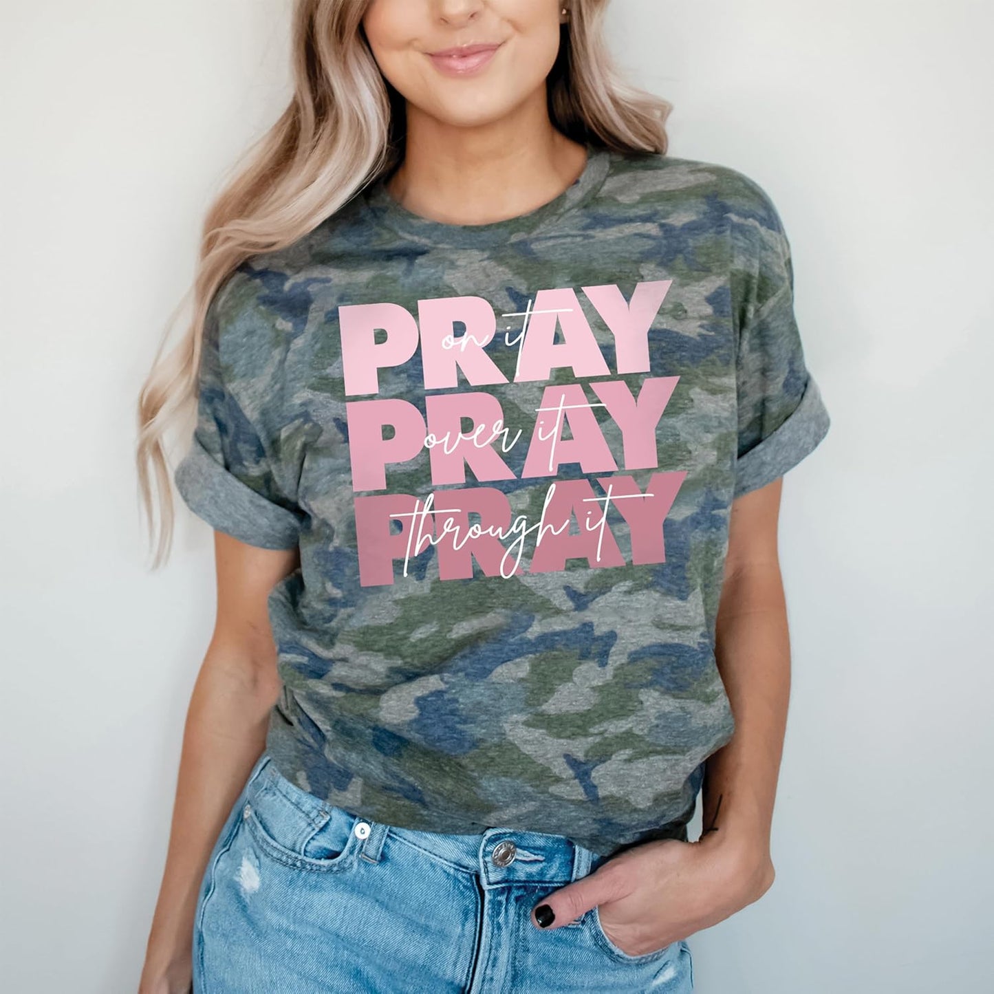 | Christian Shirts for Women | Pray on It Tee | Faith Shirts for Girl | Christian T-Shirts for Her