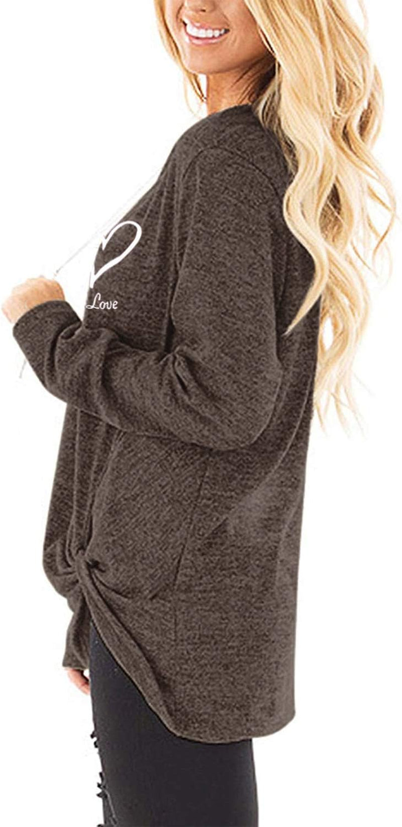 Faith Hope Love Knot Front Long Sleeve Tunic for Women