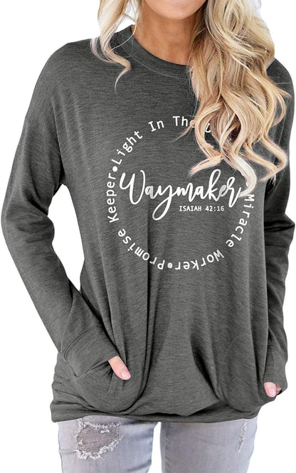 Waymaker Tshirt Women Christian Shirt Long Sleeve Casual