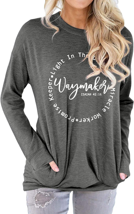 Waymaker Tshirt Women Christian Shirt Long Sleeve Casual