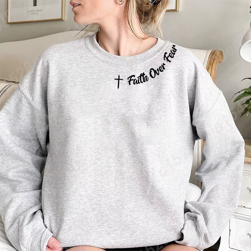 Faith Over Fear Sweatshirt – Trendy Christian Long Sleeve Crew Neck