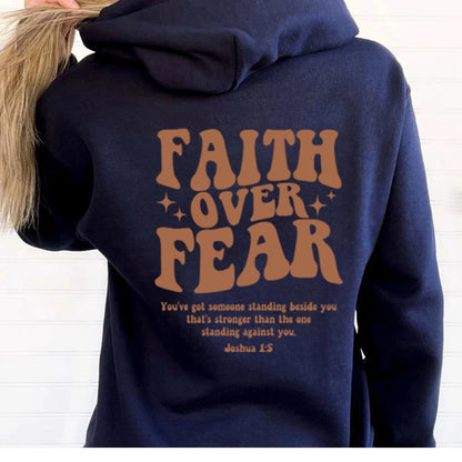 Faith Over Fear Christian Hoodie - Trendy Women's Sweatshirt
